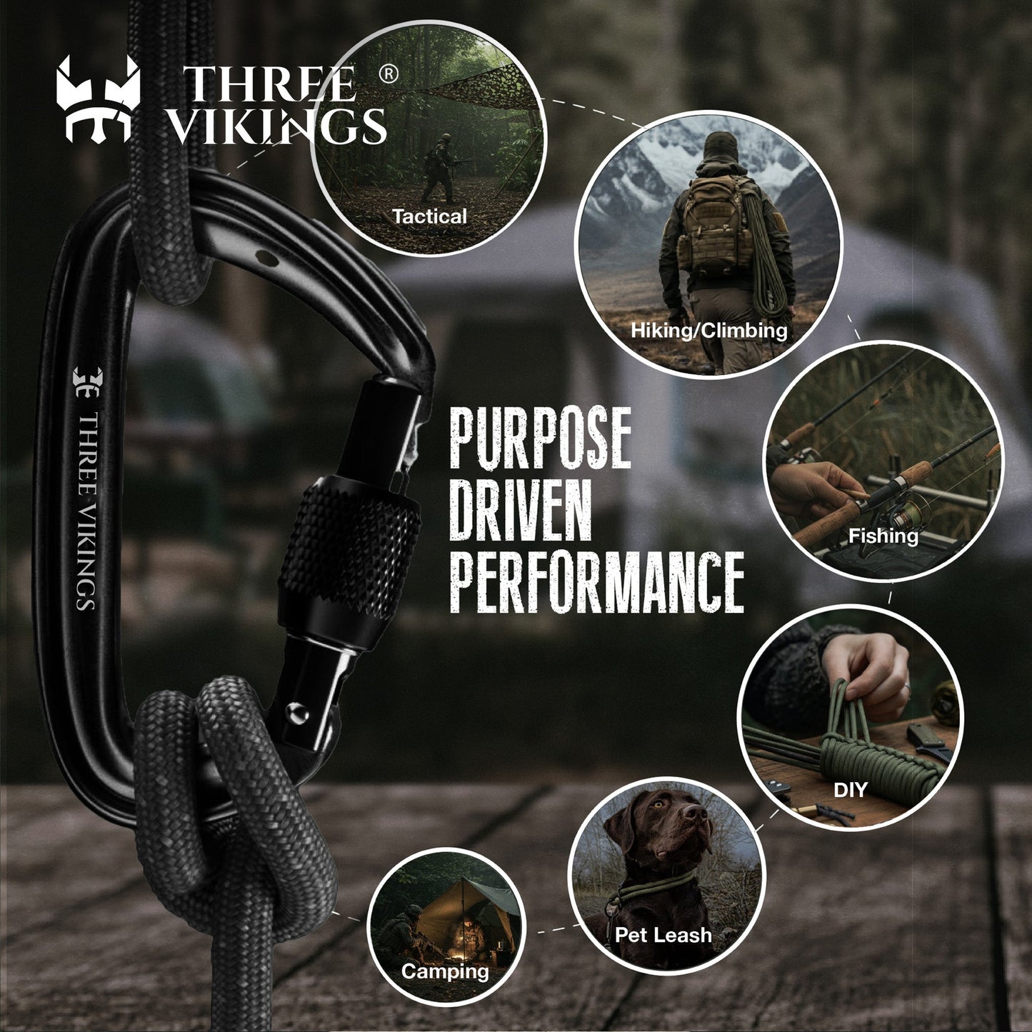 Three Vikings Premium Paracord Rope / Parachute Cord - 750lbs Type IV - 11 Strand Core - in Many Colors and Continuous Spools