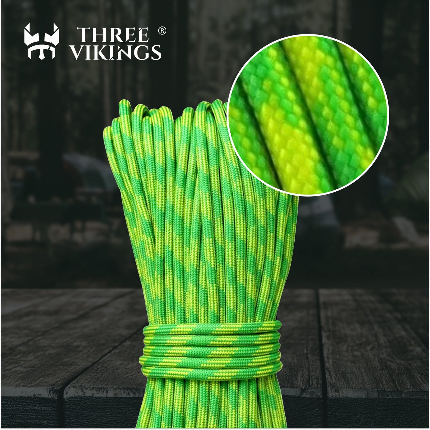 Three Vikings Premium Paracord Rope / Parachute Cord - 750lbs Type IV - 11 Strand Core - in Many Colors and Continuous Spools - Dayglow