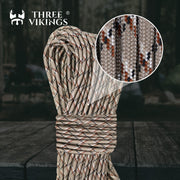 Three Vikings Premium Paracord Rope / Parachute Cord - 750lbs Type IV - 11 Strand Core - in Many Colors and Continuous Spools - Desert Camo