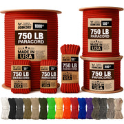 Three Vikings Premium Paracord Rope / Parachute Cord - 750lbs Type IV - 11 Strand Core - in Many Colors and Continuous Spools - Red